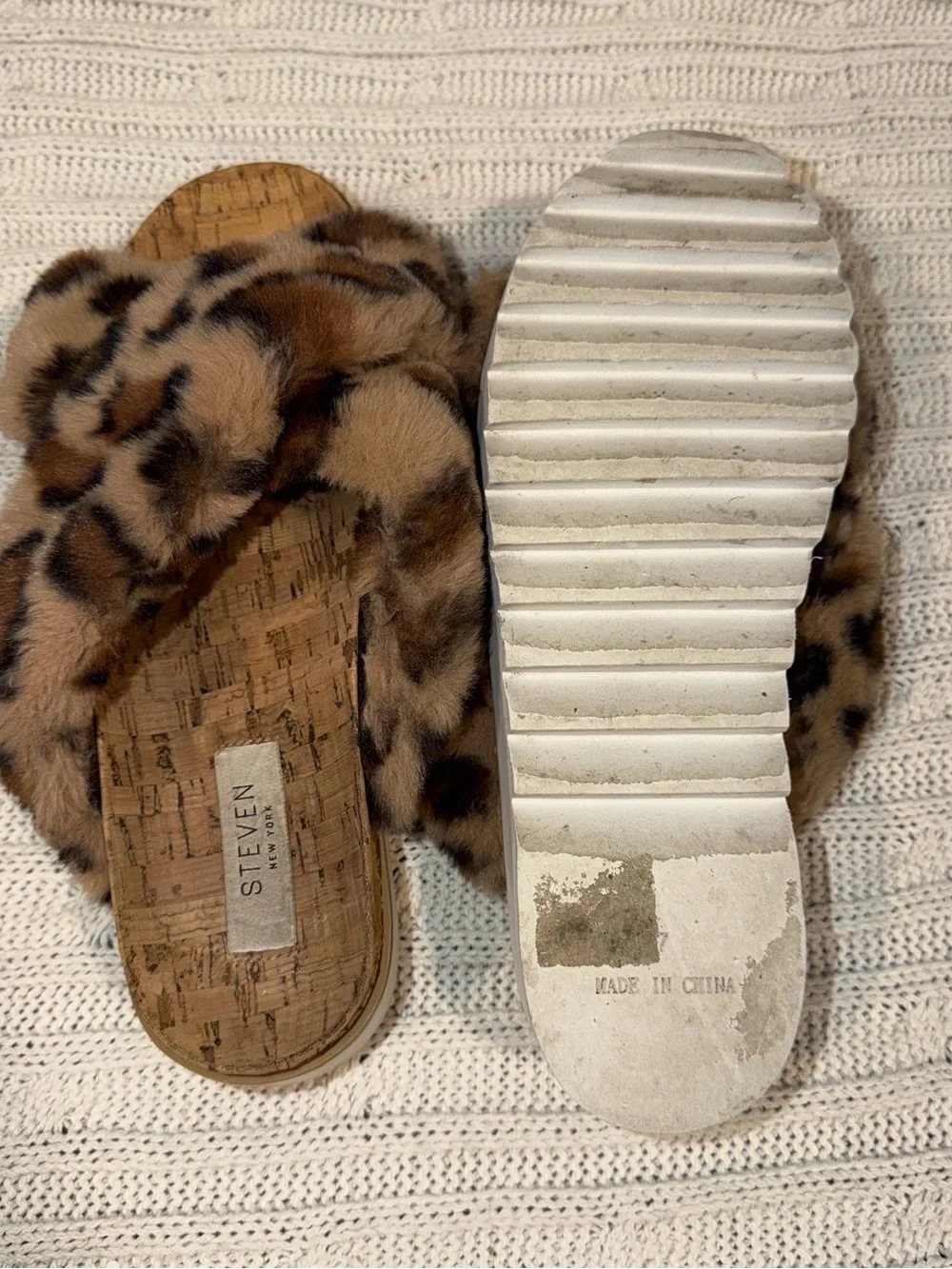 Steven By Steve Madden Leopard Print Fur Slide Sandals - Brown/Tan/Black